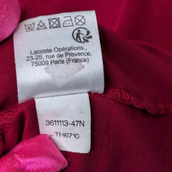 Lacoste Men's V-neck 100% Pima Cotton T-Shirt Bordeaux Embroidered Logo Size XXL - Picture 8 of 14